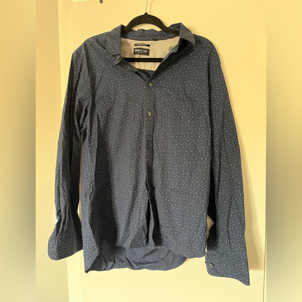 Kenneth Cole Mens Button Down Size L Blue